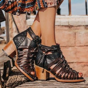 Freebird by Steven Waze Black Leather Sandal